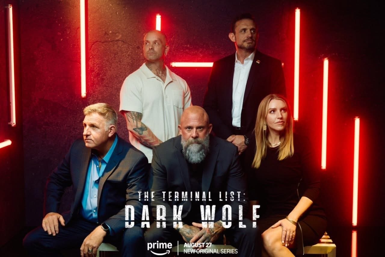 Chris Pollitzer with members of the team behind The Terminal List: Dark Wolf