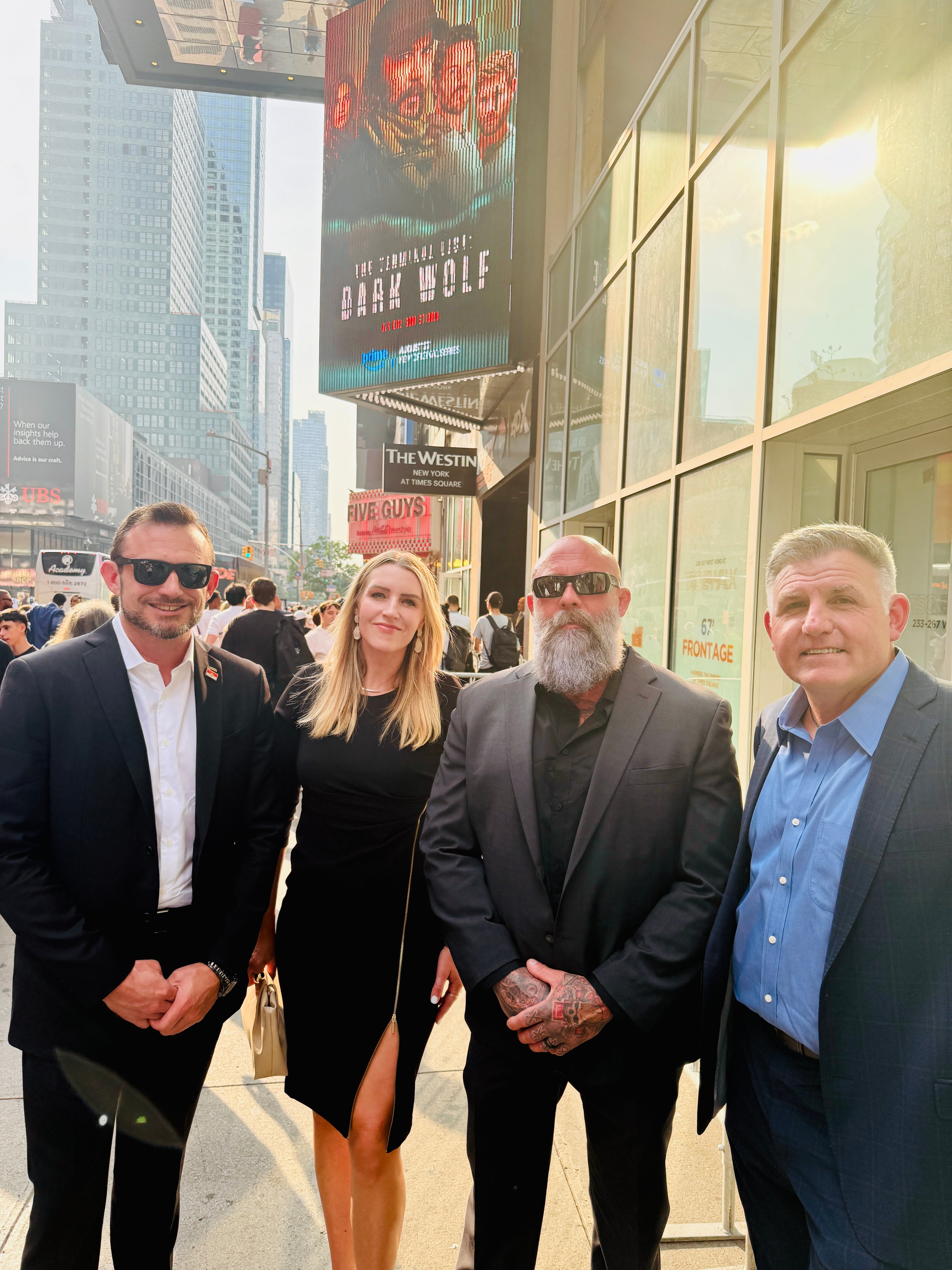 Chris Pollitzer and Chris Cathers together at The Terminal List: Dark Wolf premiere in New York City